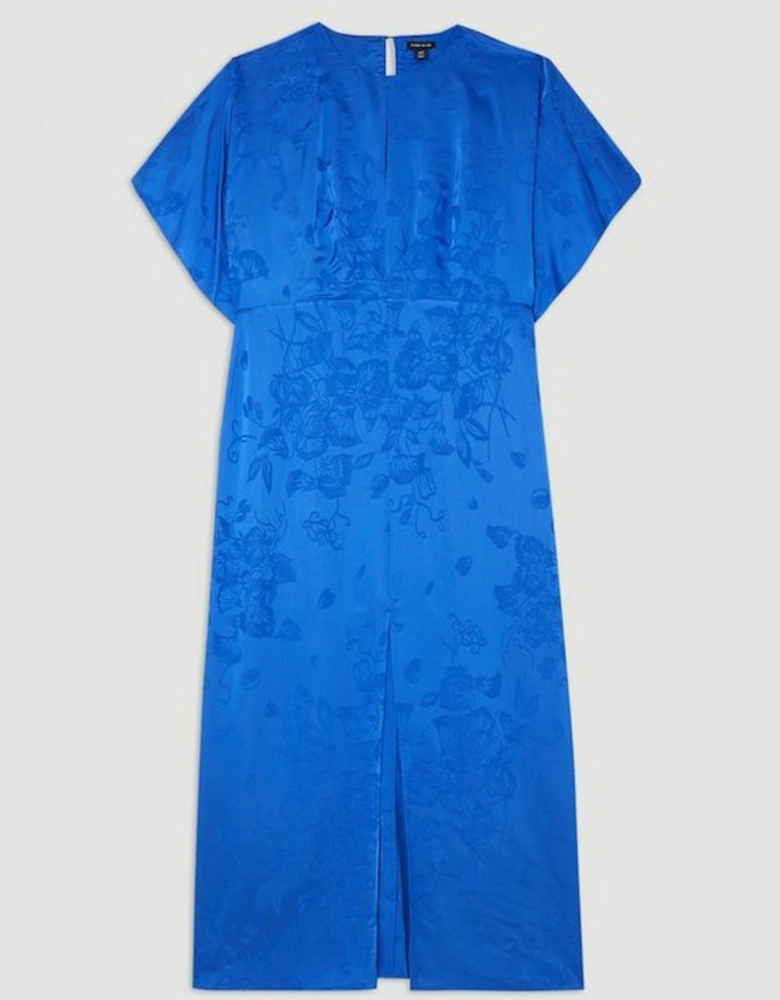 Plus Size Premium Jacquard Woven Midaxi Sleeve Dress