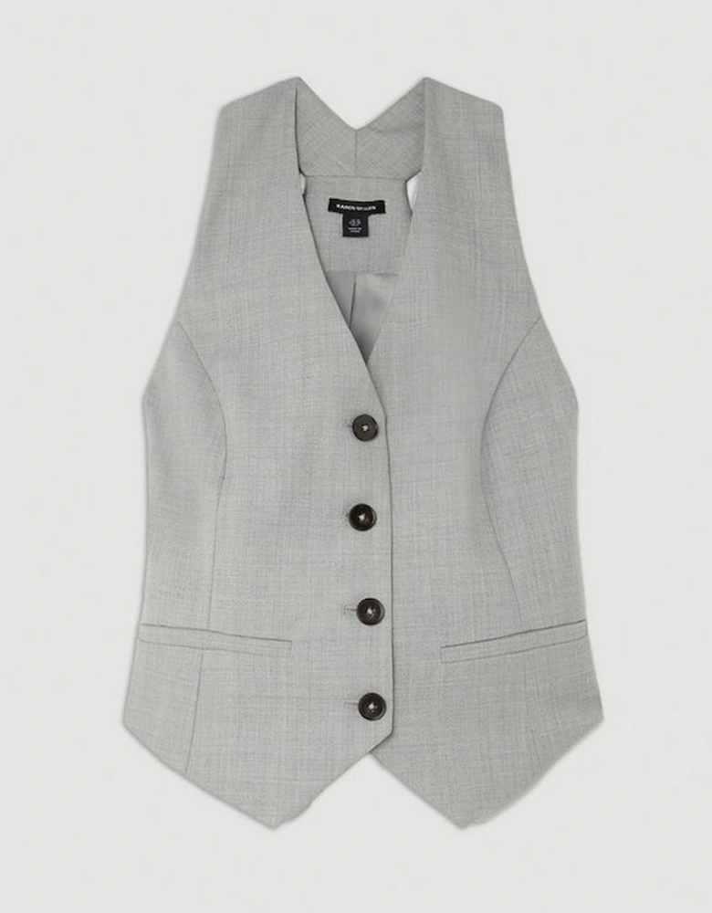 Tailored Wool Blend Tie Back Detail Waistcoat