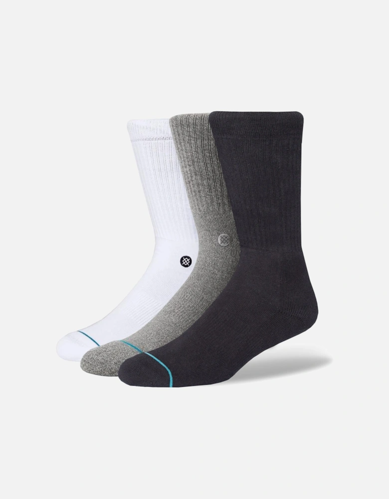 Icon Socks 3 PACK - Black/White/Grey