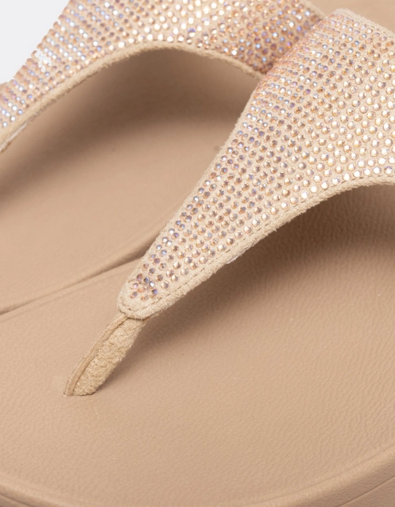 Lulu Womens Crystal Embellished Toe-Post Sandals