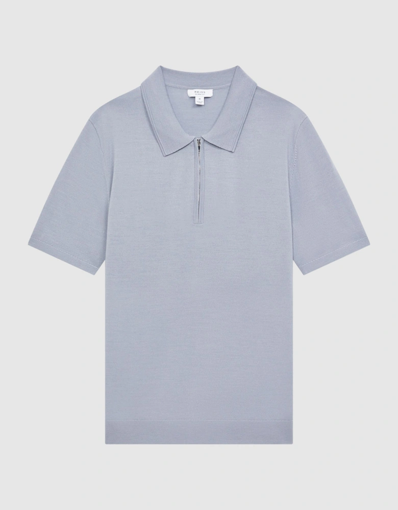 Merino Wool Half-Zip Polo Shirt