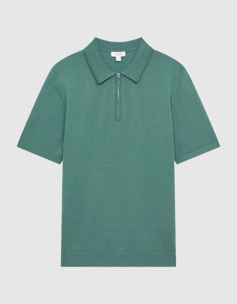 Merino Wool Half-Zip Polo Shirt