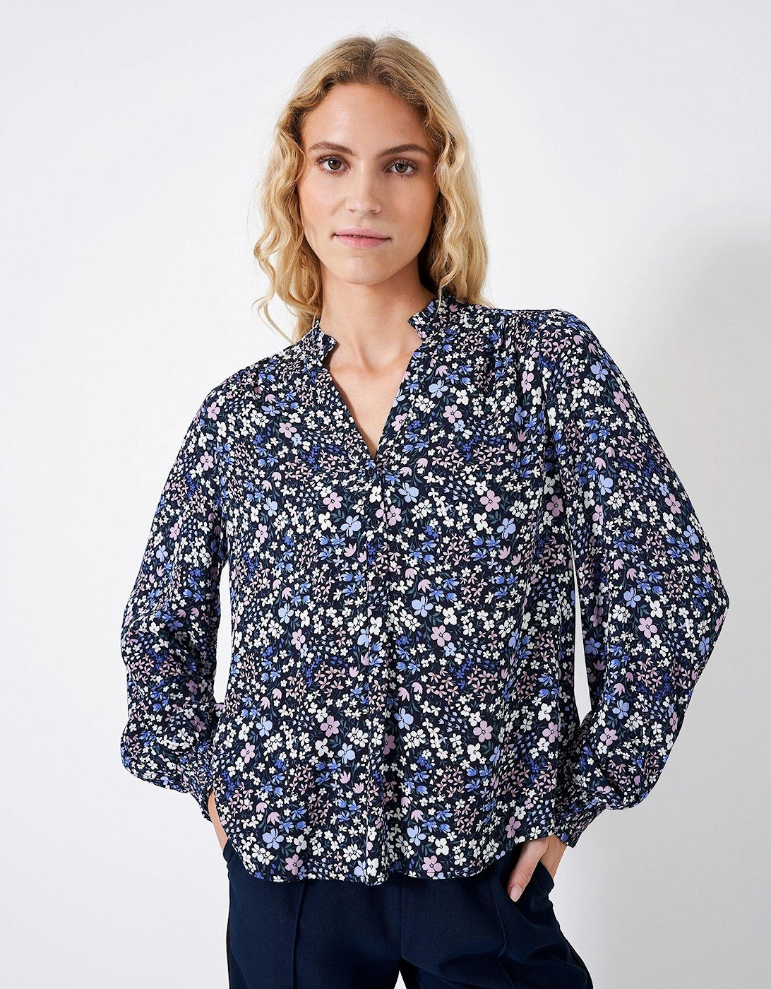 Honour Floral Print Blouse - Navy, 2 of 1