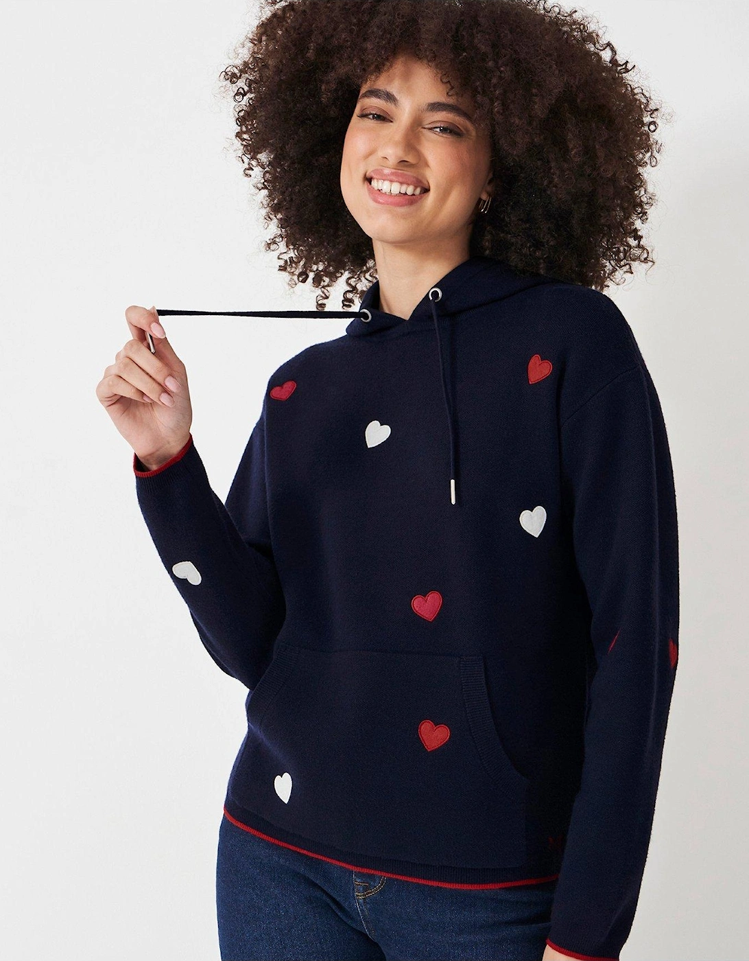 Kiefer Embroidered Heart Knit Hoodie - Navy, 2 of 1