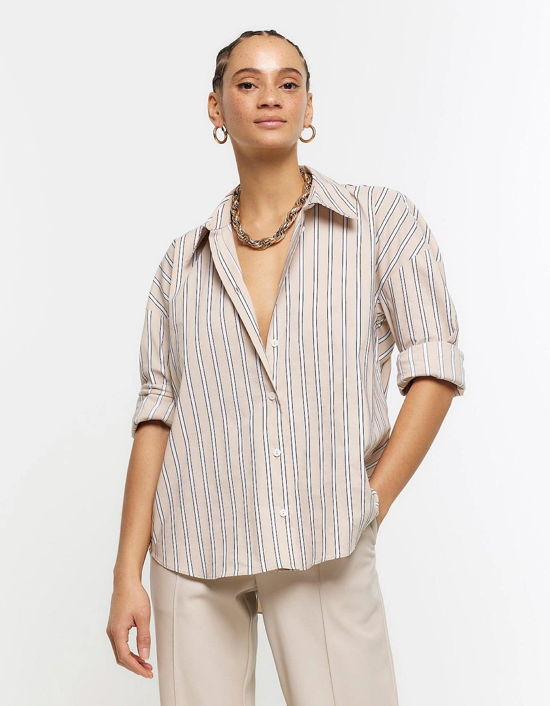 Wide Cuff Shirt - Beige, 3 of 2