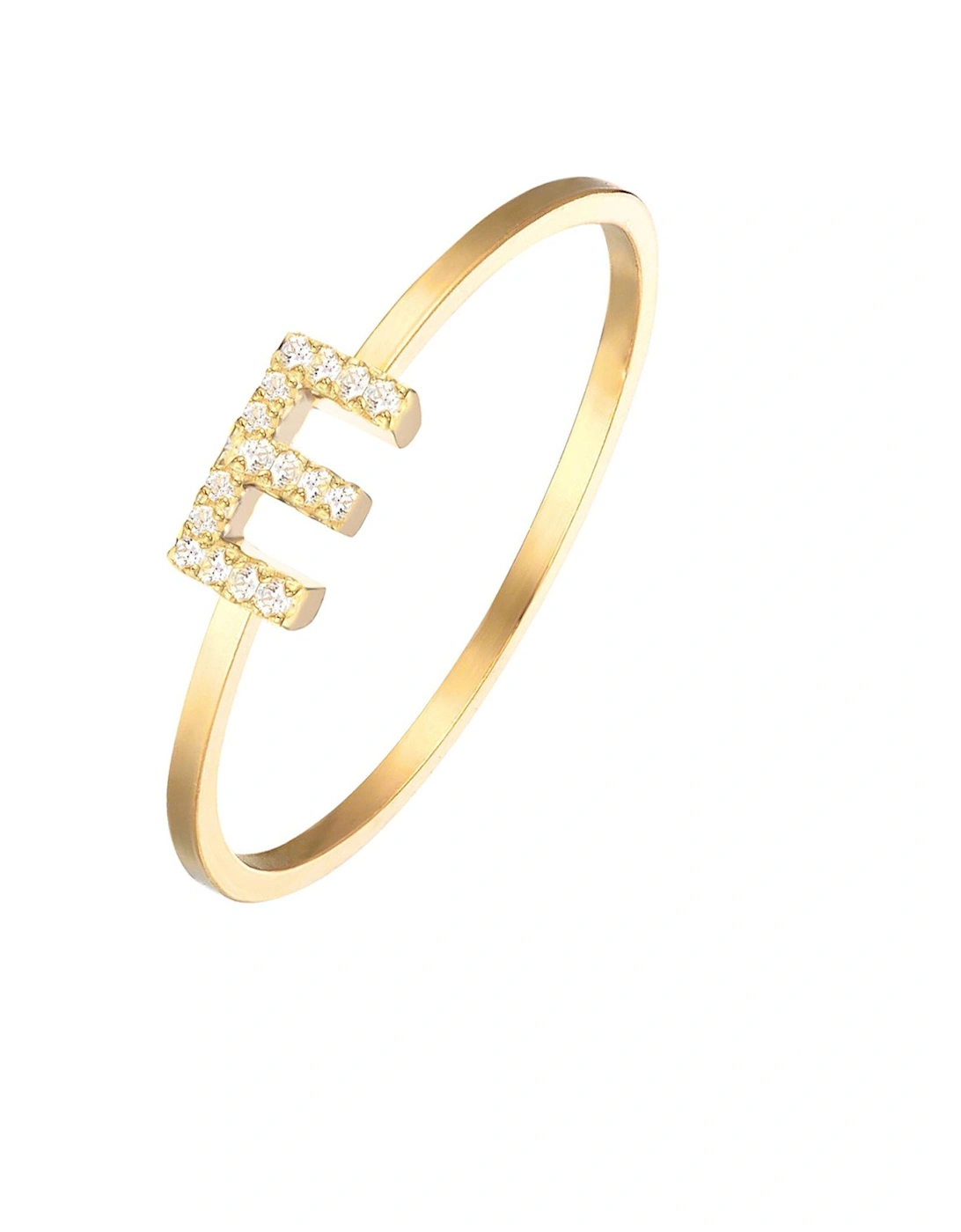 18ct Gold Plated Sterling Silver Sparkling Vertical CZ Letter Ring, 3 of 2