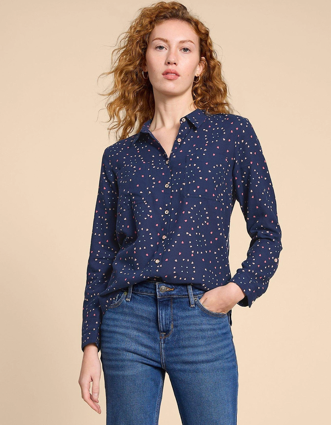 Sophie Cotton Shirt - Navy, 2 of 1