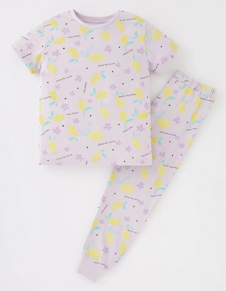 Girls SS Lemon Print Pyjama