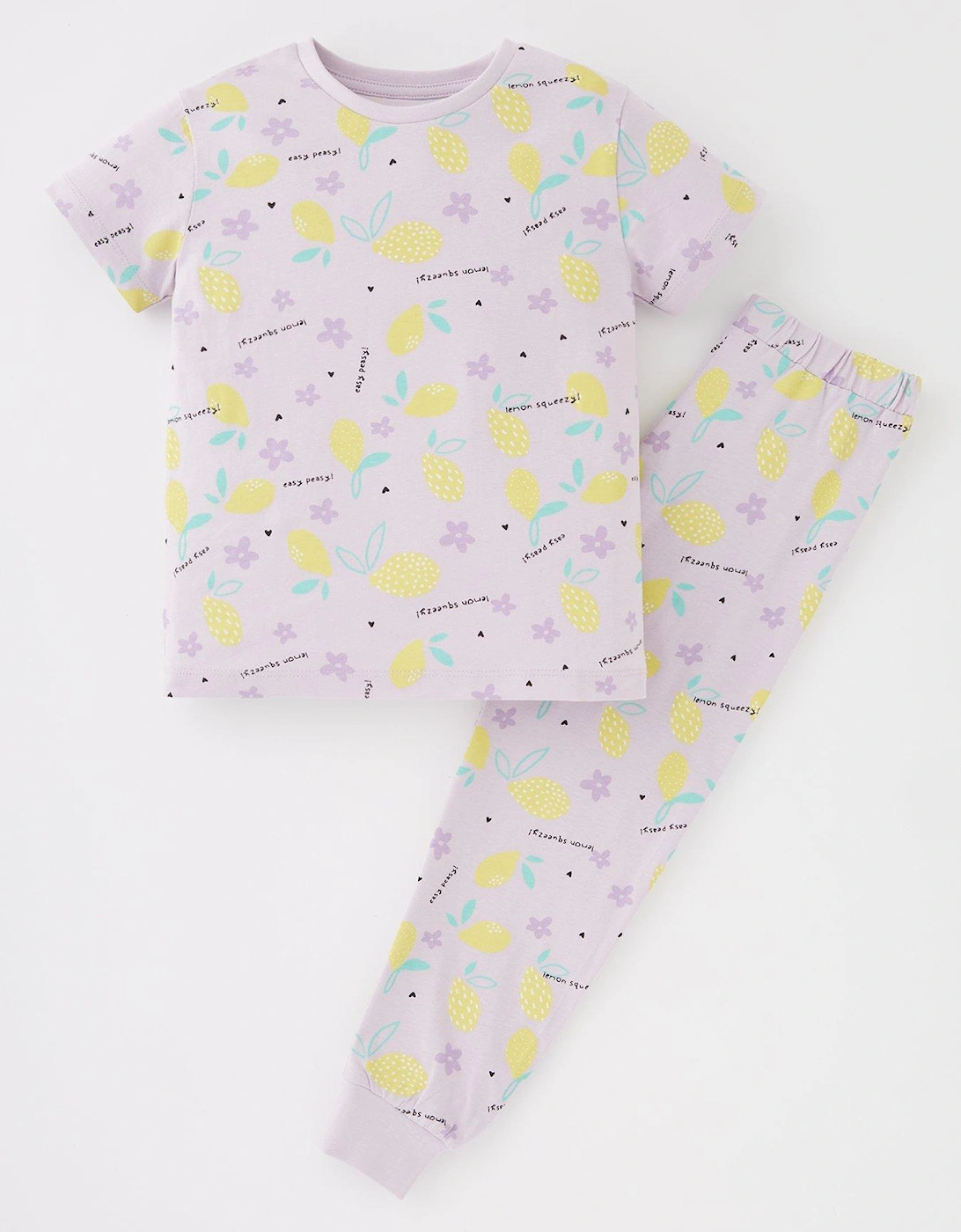 Girls SS Lemon Print Pyjama, 2 of 1