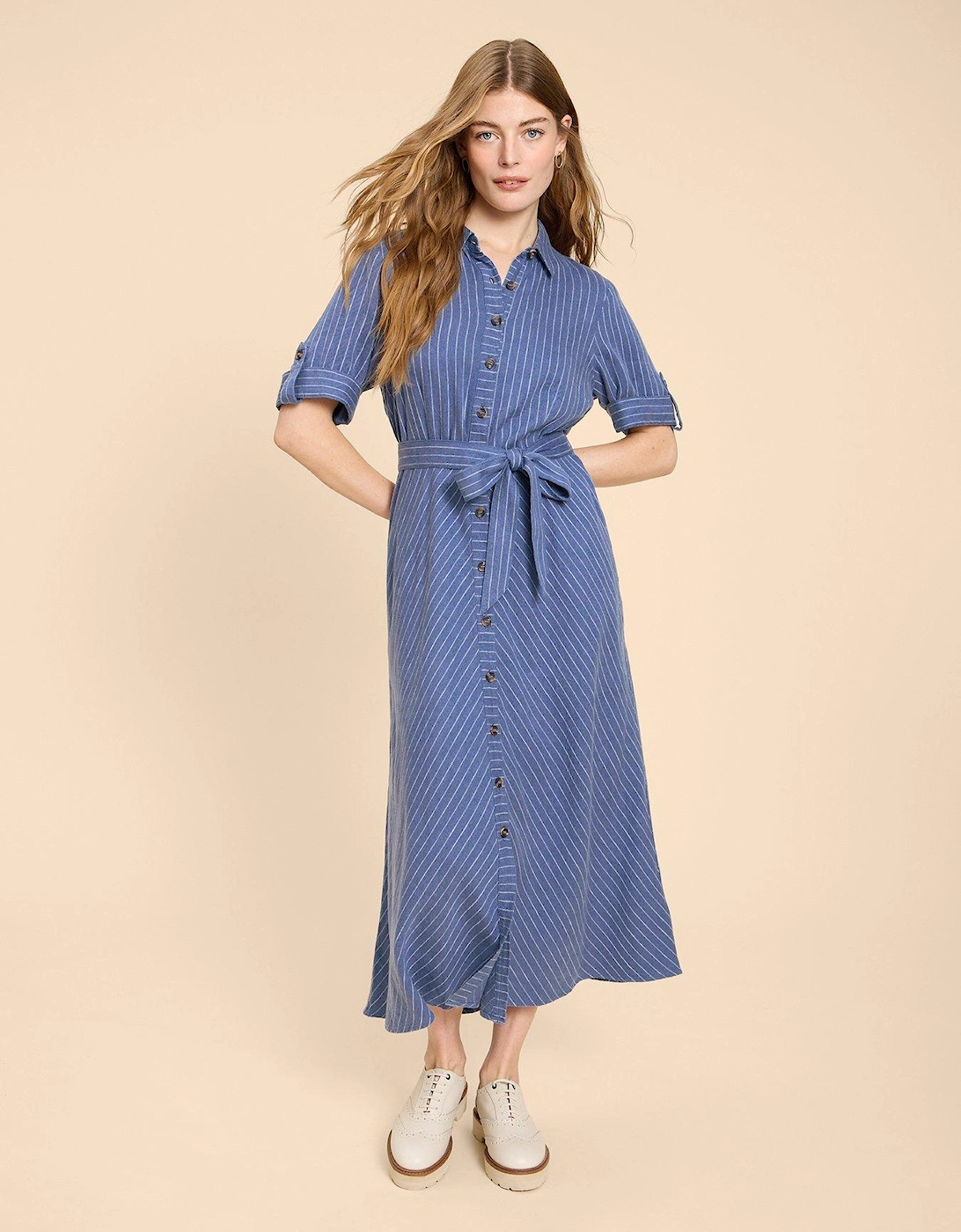 Beth Linen Blend Shirt Dress - Blue, 7 of 6
