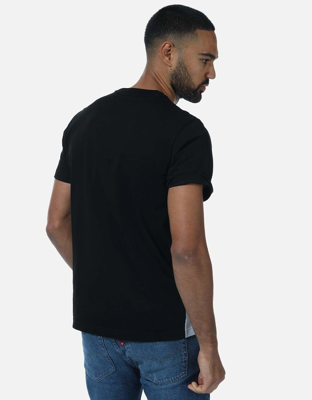 Mens 3D Lettered Colourblock Cotton T-Shirt