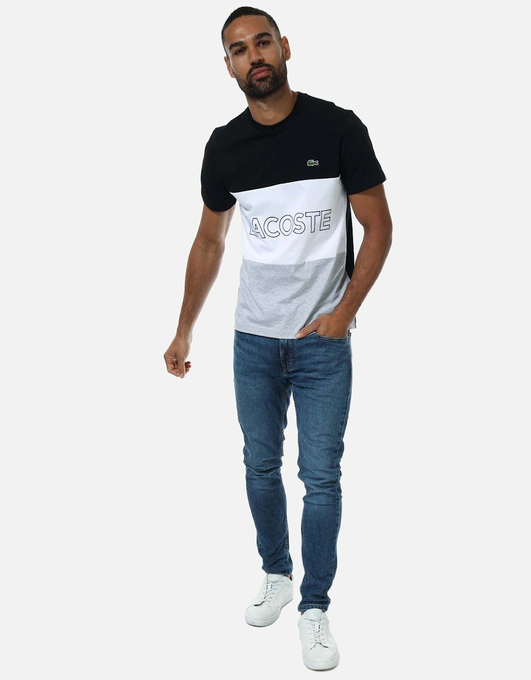 Mens 3D Lettered Colourblock Cotton T-Shirt