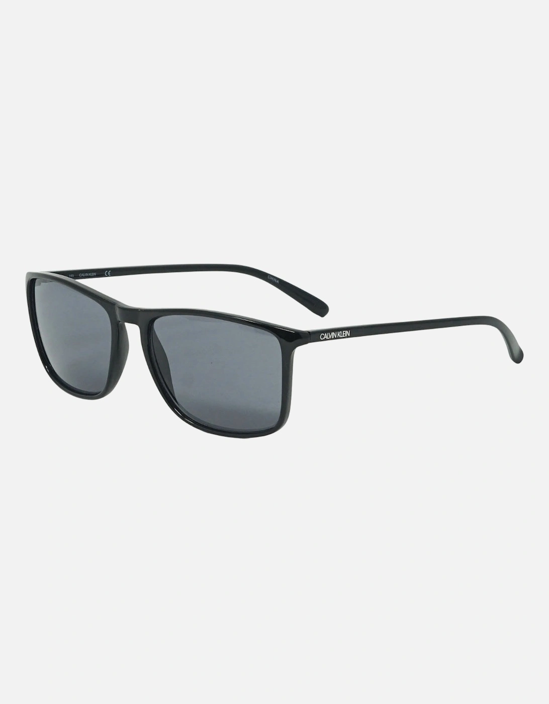 Solid Smoke Lens Shiny Black Sunglasses