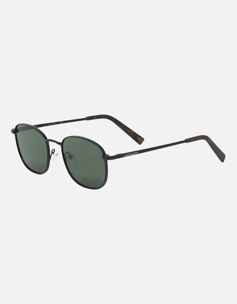 Solid Green Lens Matte Black Sunglasses