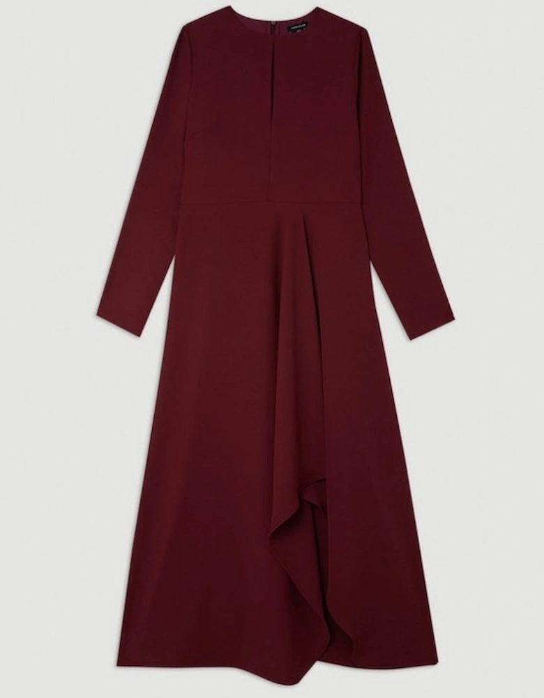 Premium Crepe Asymmetric Drape Waterfall Dress