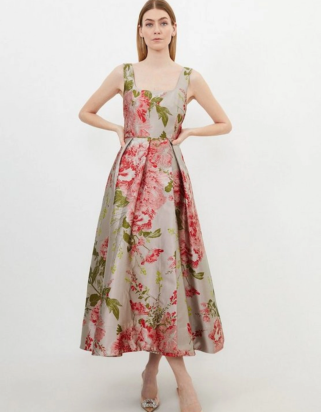 Petite Vintage Floral Print Prom Woven Maxi Dress, 5 of 4