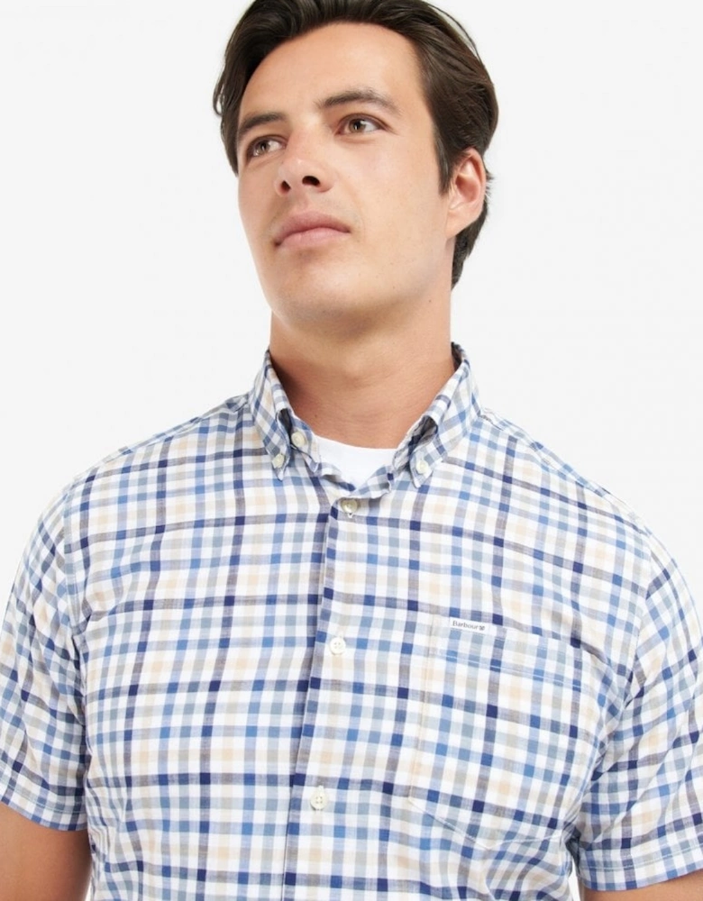 Kinson Check Tailored Fit Shirt -  Stone