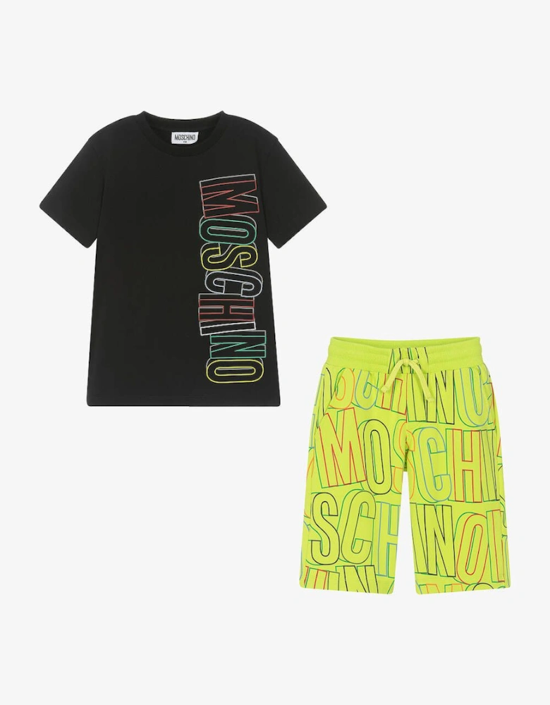 Black & Lime Shorts Set.