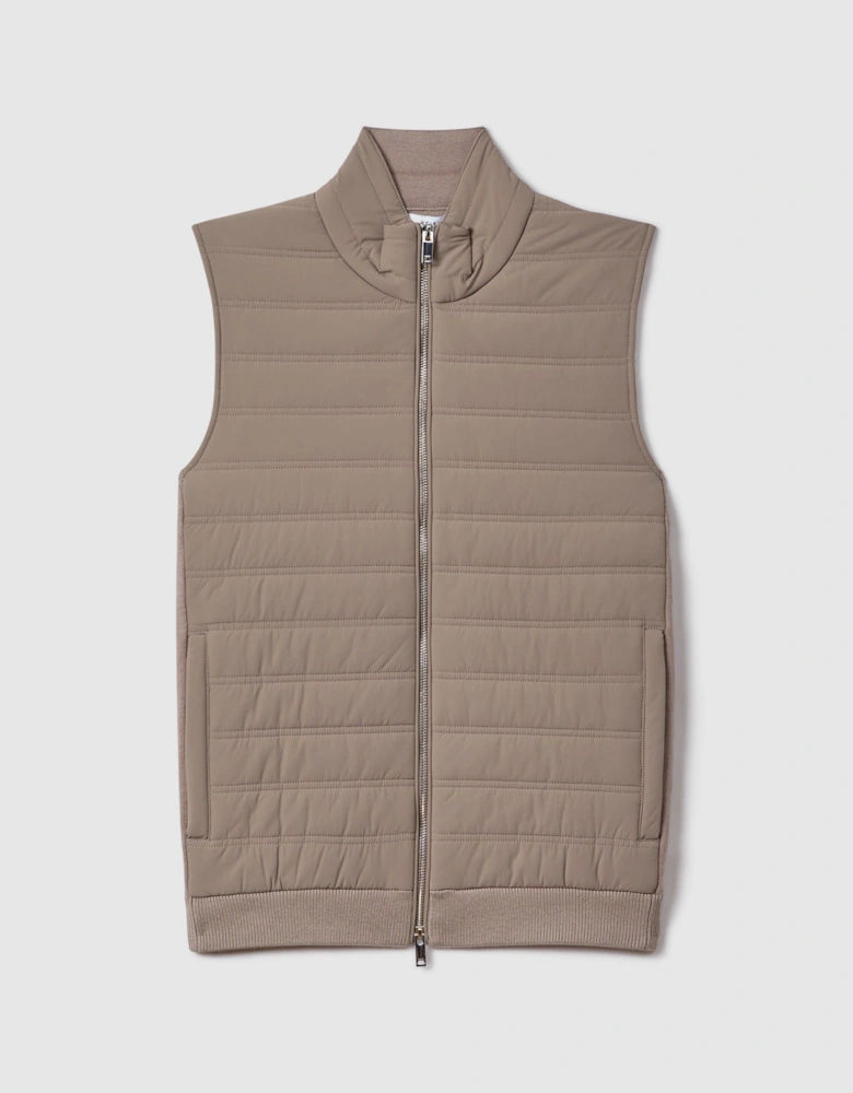 Hybrid Quilt and Knit Zip-Through Gilet