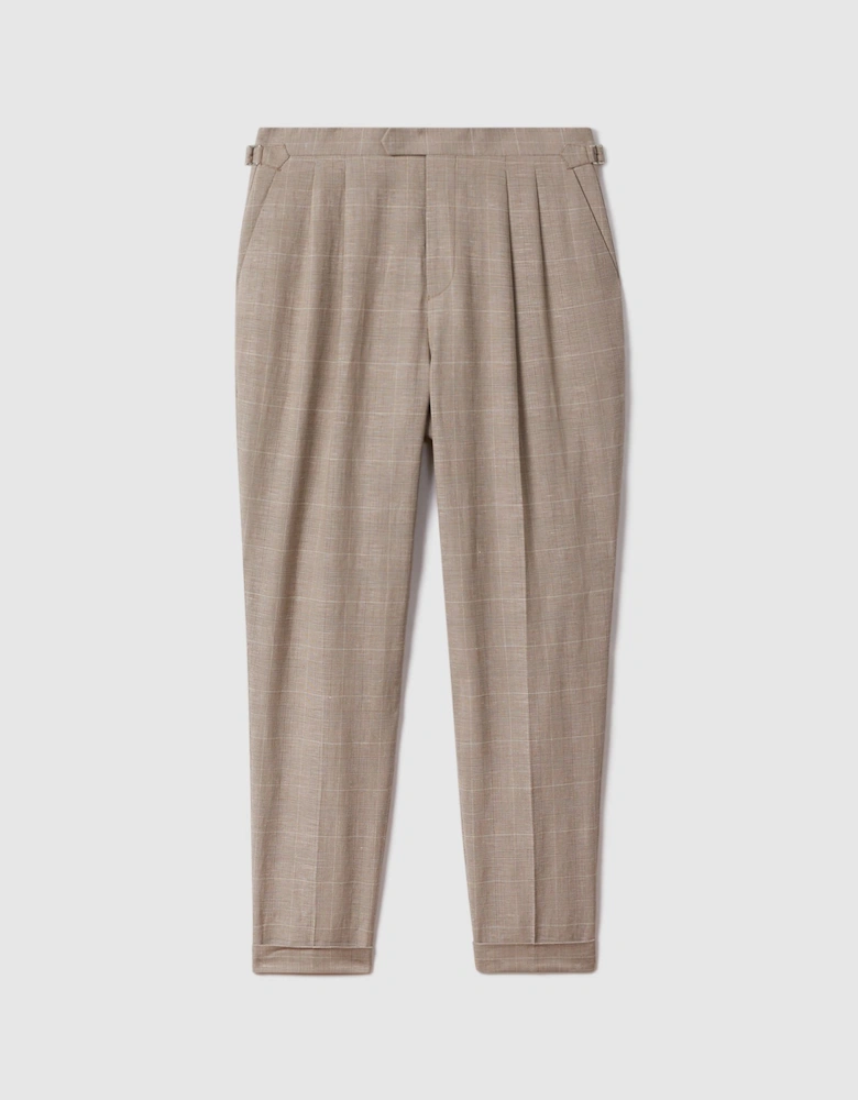 Slim Fit Check Adjuster Trousers with Turn-Ups
