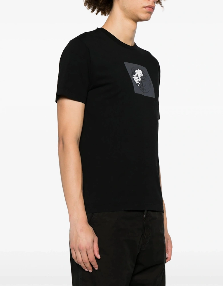 Compass Print Cotton T-shirt Black