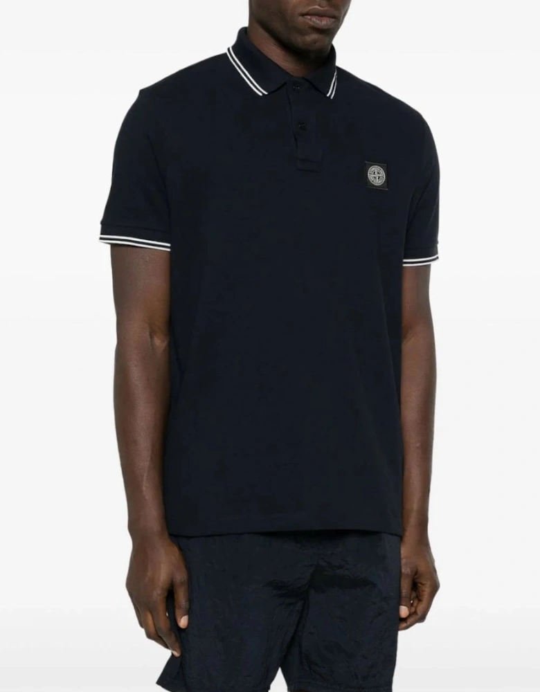 Contrast Trim Pique Polo Navy