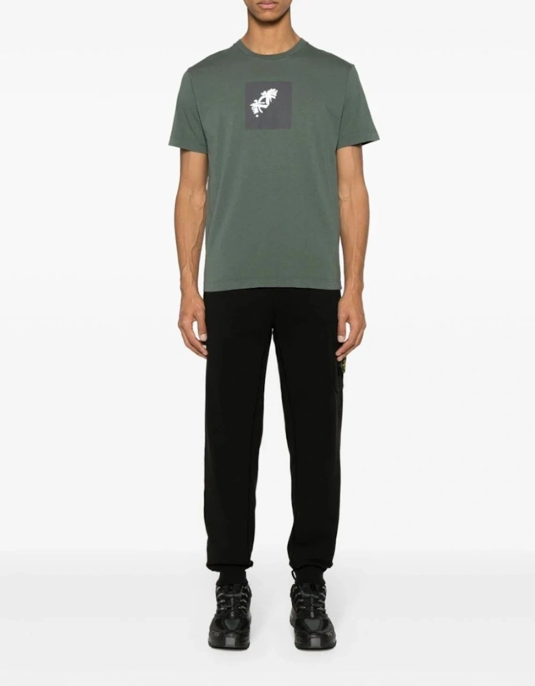 Compass Print Cotton T-shirt Green