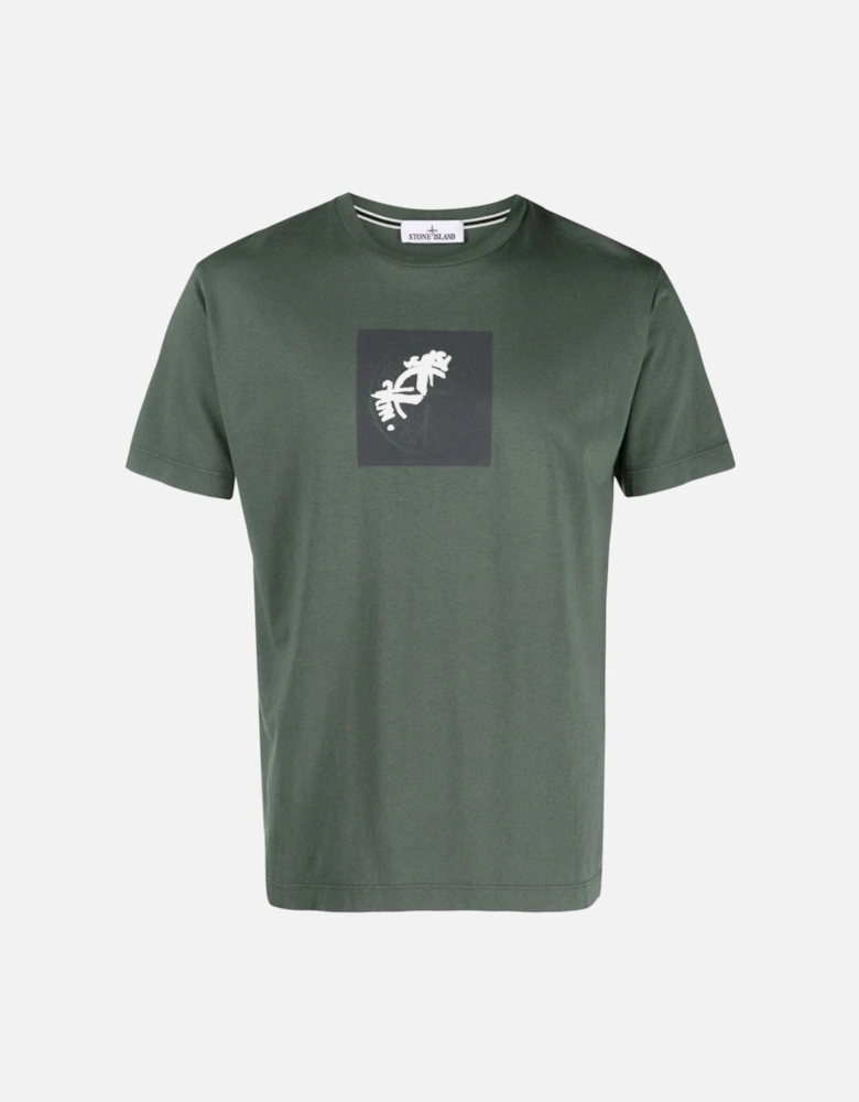 Compass Print Cotton T-shirt Green