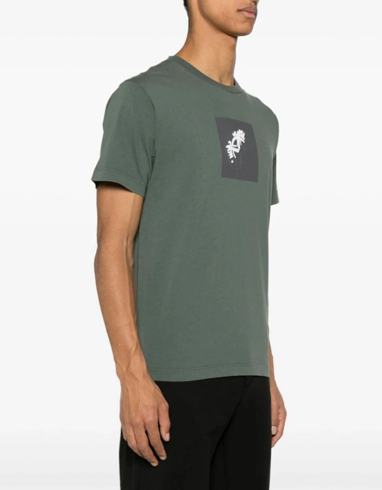 Compass Print Cotton T-shirt Green