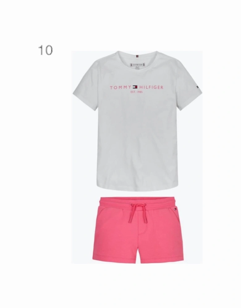 White&Pink Shorts Set
