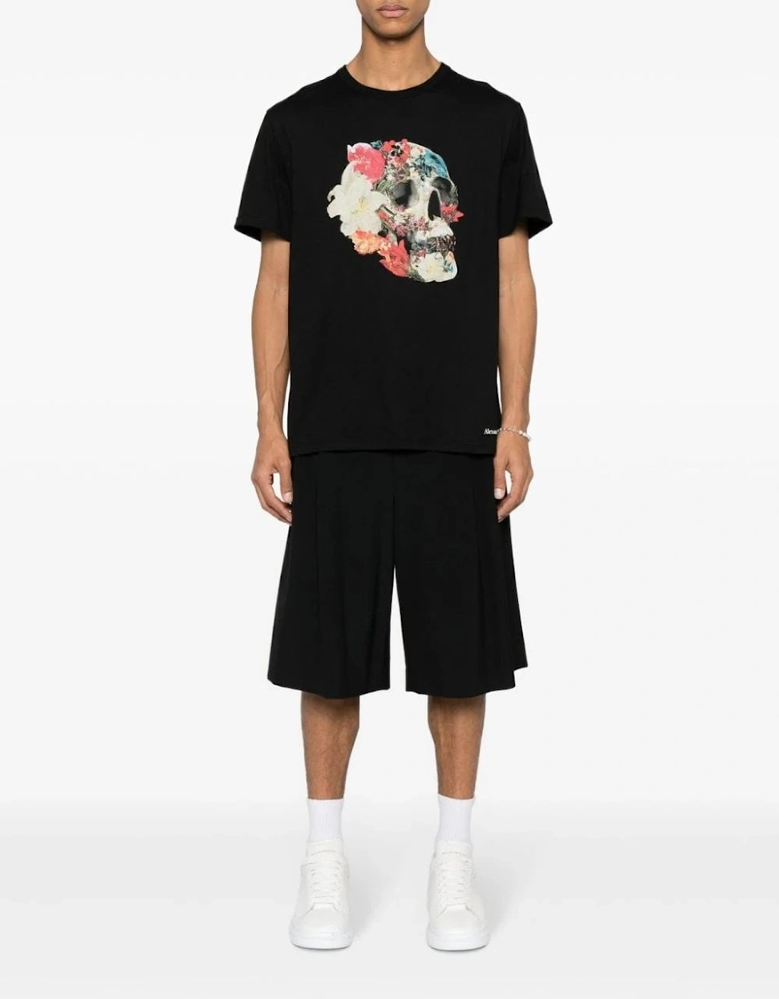 Mix Floral Skull T-shirt Black