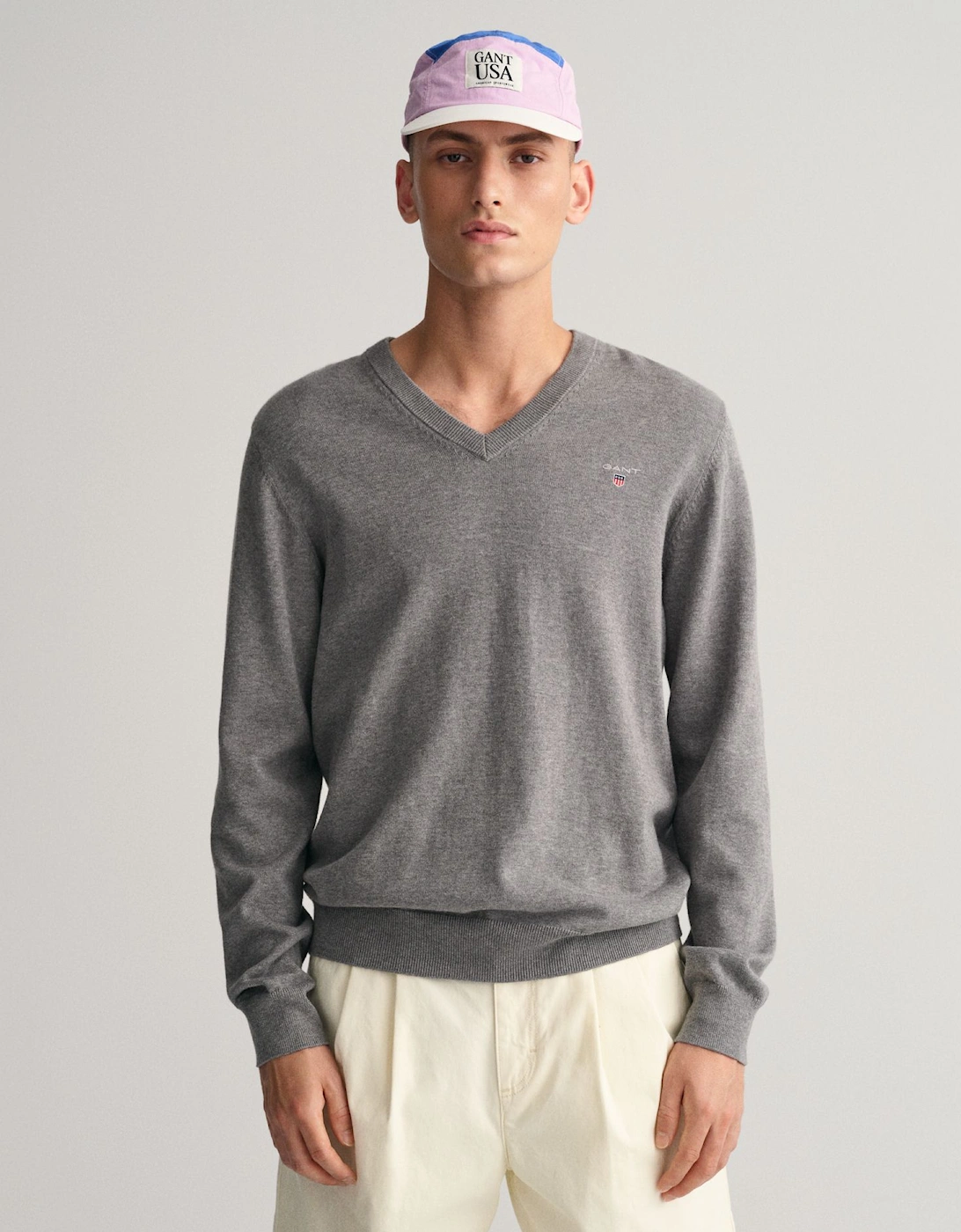 Mens Classic Cotton V-Neck Sweatshirt, 5 of 4