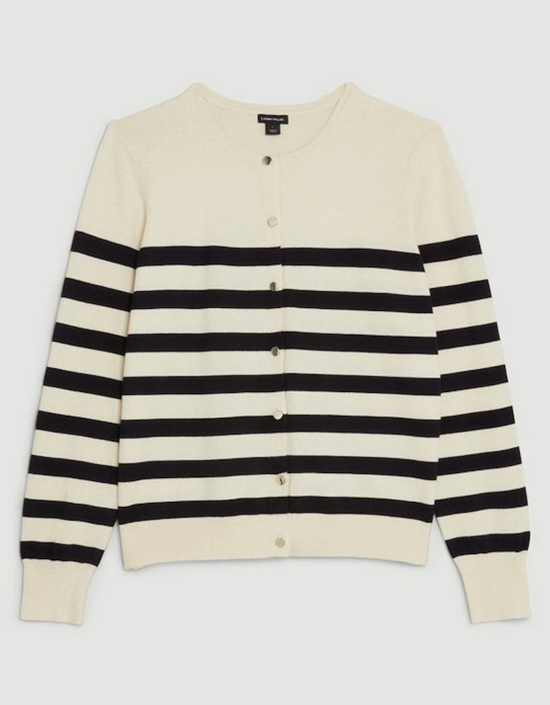 Plus Size Viscose Blend Striped Knit Cardigan