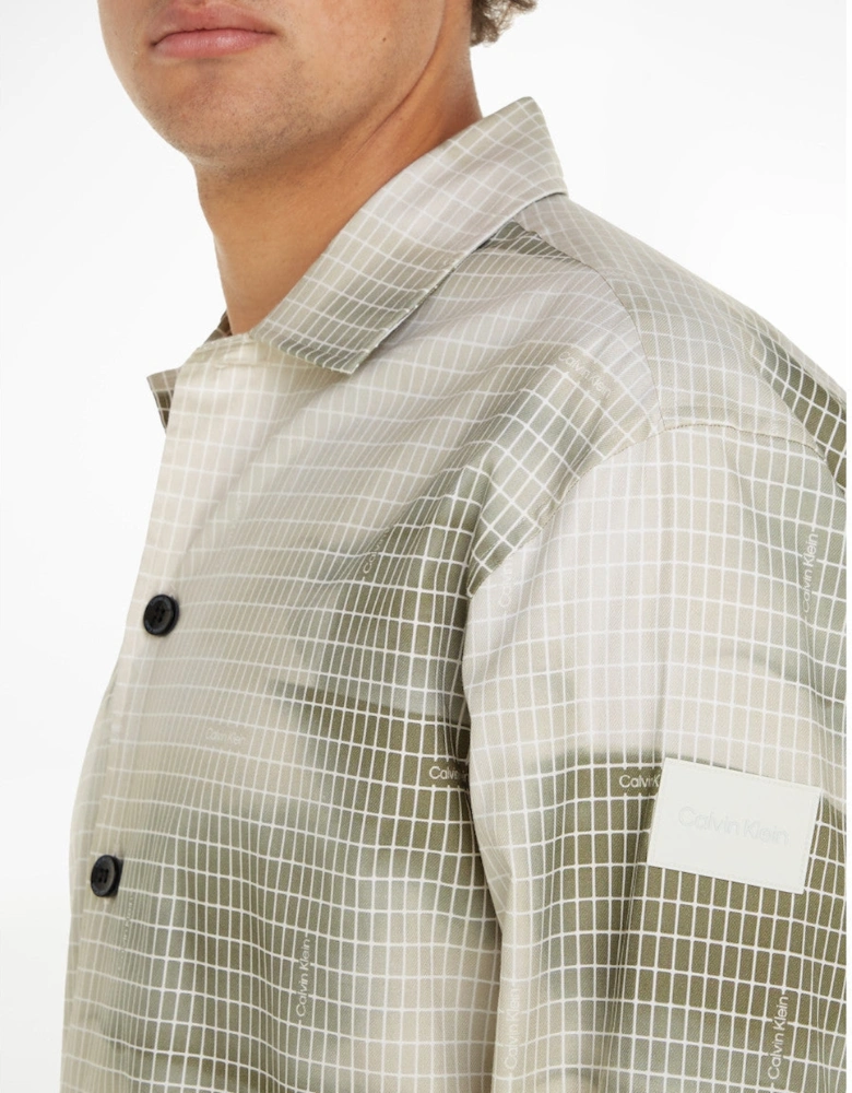 Cotton Twill Diffused Printed Overshirt OF5 Icicle/Delta Green