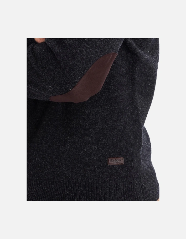 Barour Patch Crew Neck Jumper Charcoal
