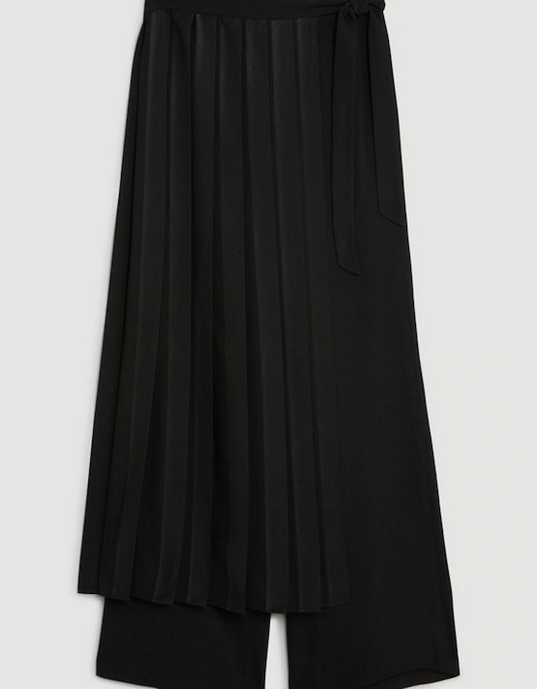 Soft Tailored Detachable Pleated Wrap Skirt Straight Trousers