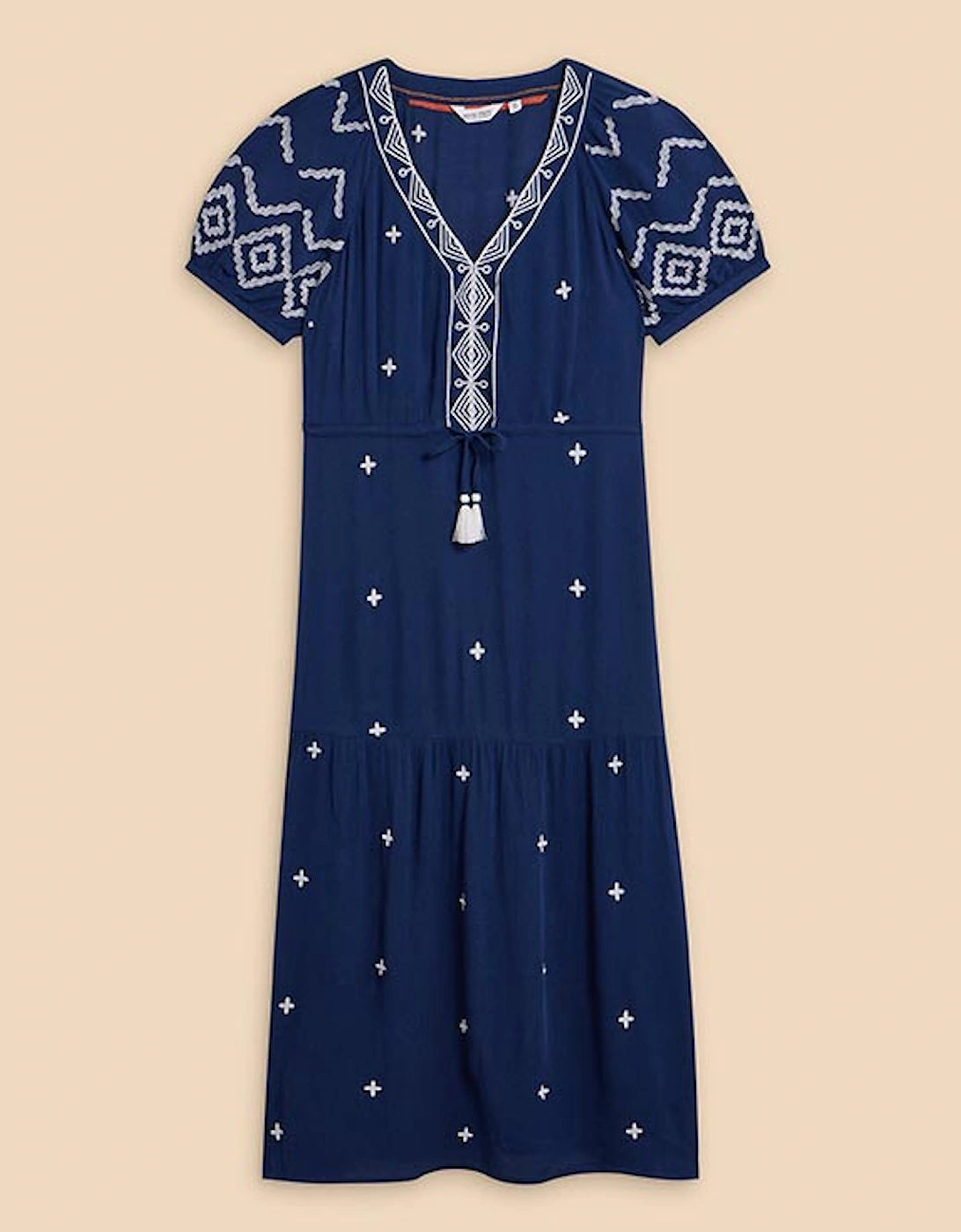 Women's Mauve Embroidered Dress Dusty Blue