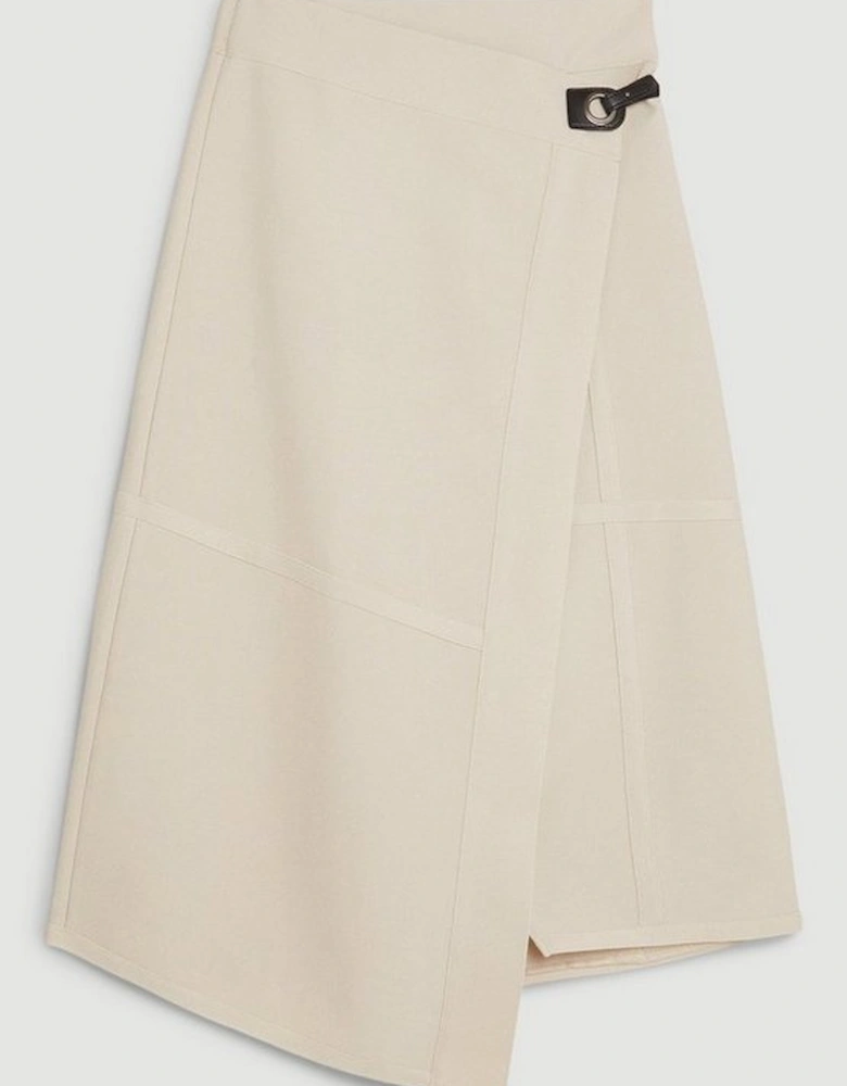 Figure Form Bandage Knit Asymmetric Midi Skirt
