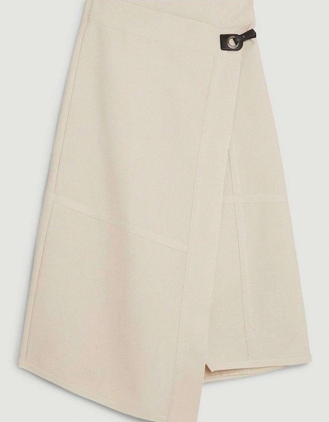 Figure Form Bandage Knit Asymmetric Midi Skirt