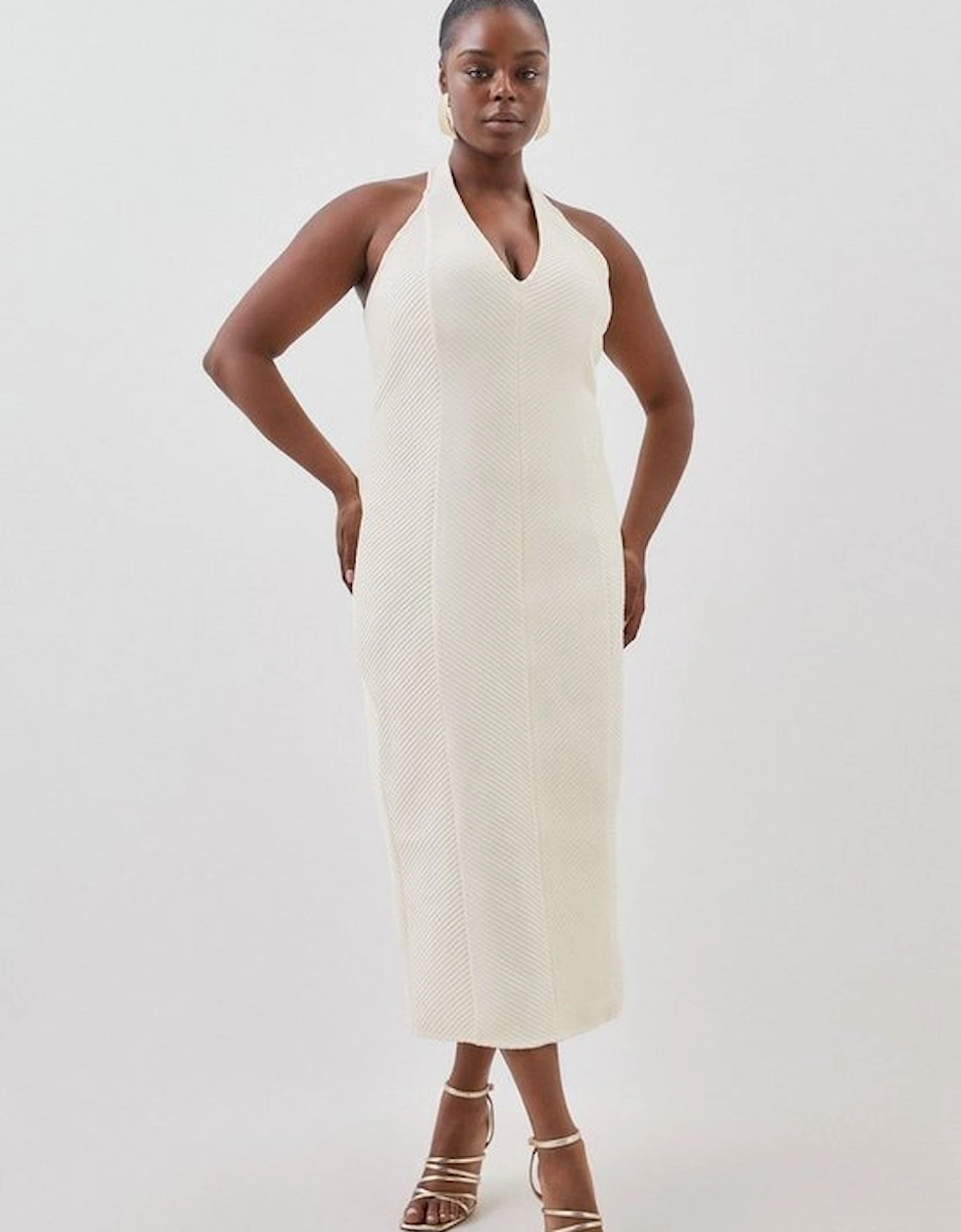 Plus Size Figure Form Bandage Textured Knit Midi Dress, 5 of 4