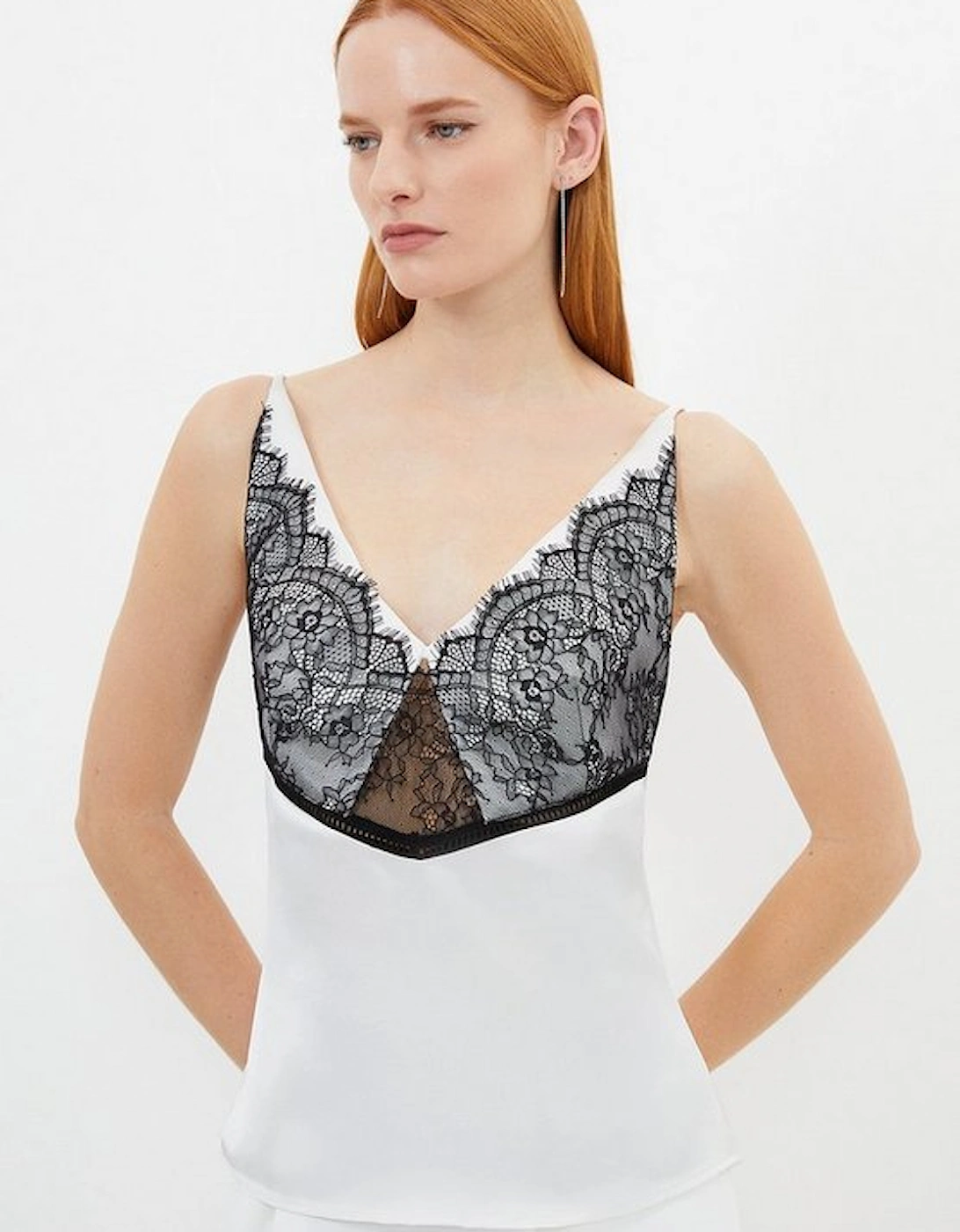 Satin Lace Woven Strappy Cami, 5 of 4