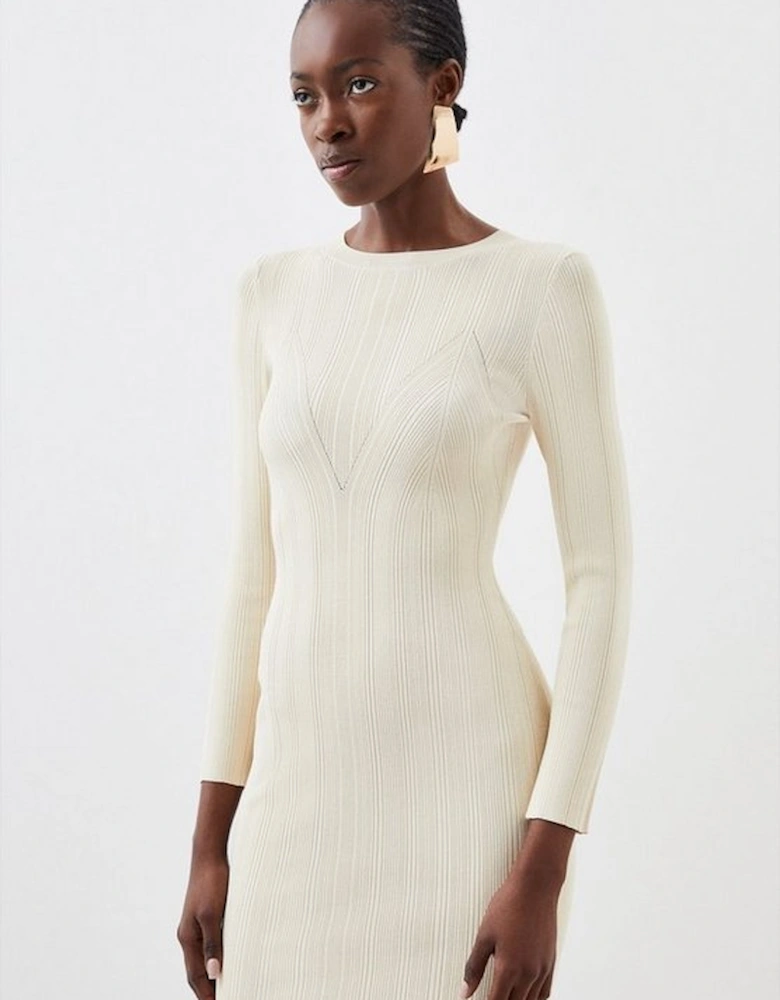 Viscose Blend Rib Knit Midi Dress