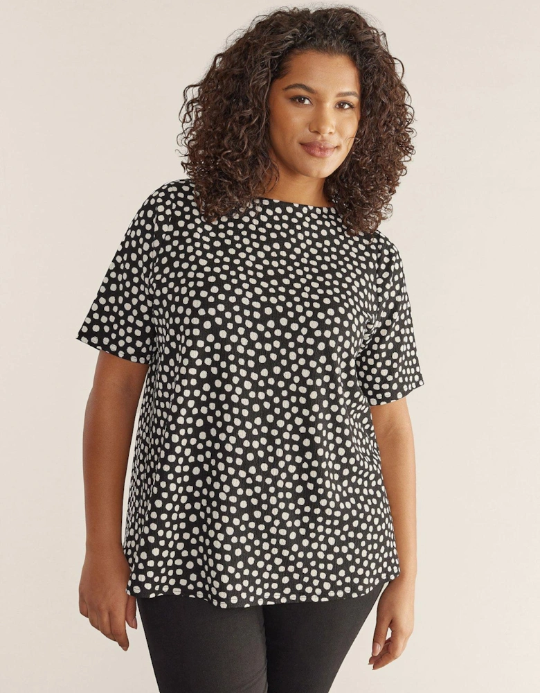 Jersey Crepe Shirt Sleeve Top - Black