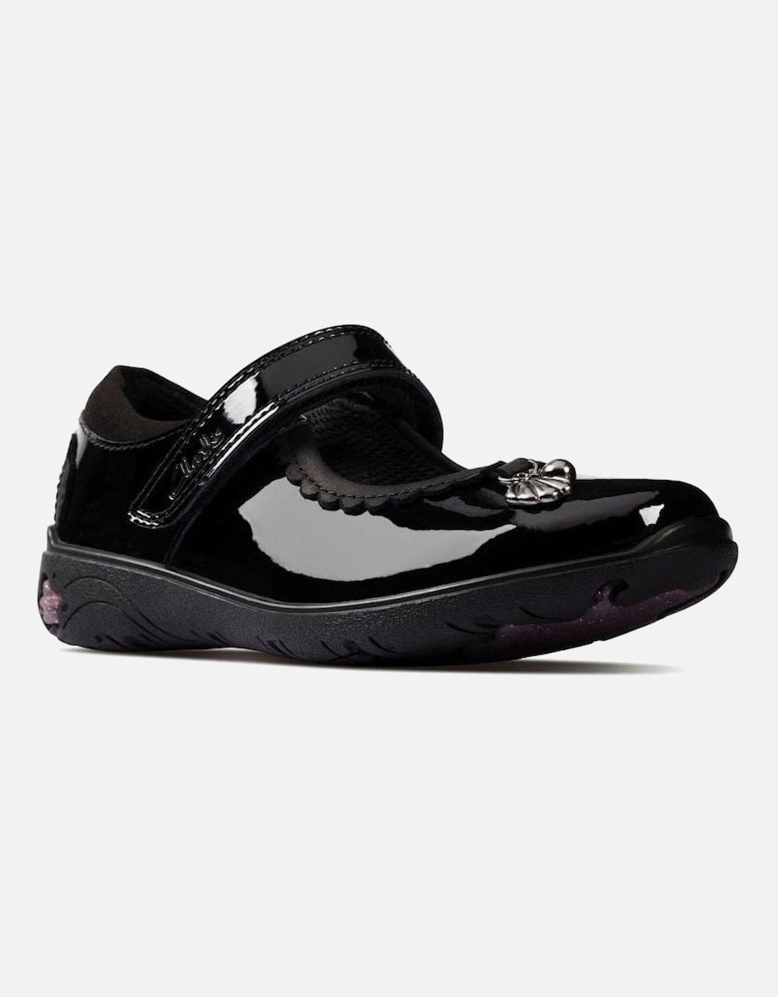 Clarks Unisex Black Sea Shimmer Toddler Patent - Size 7½ Kids