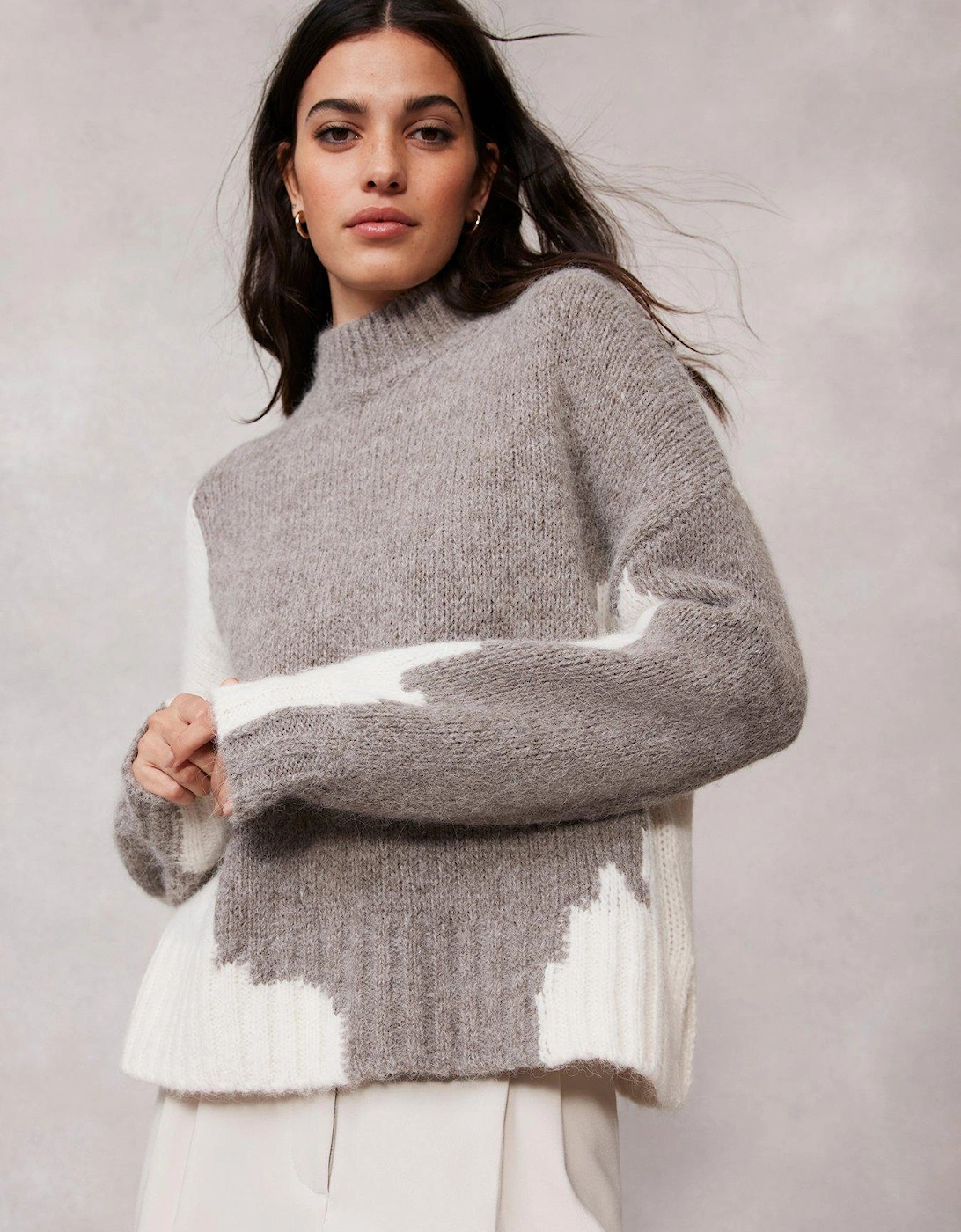 Taupe Colour Block Jumper, 3 of 2
