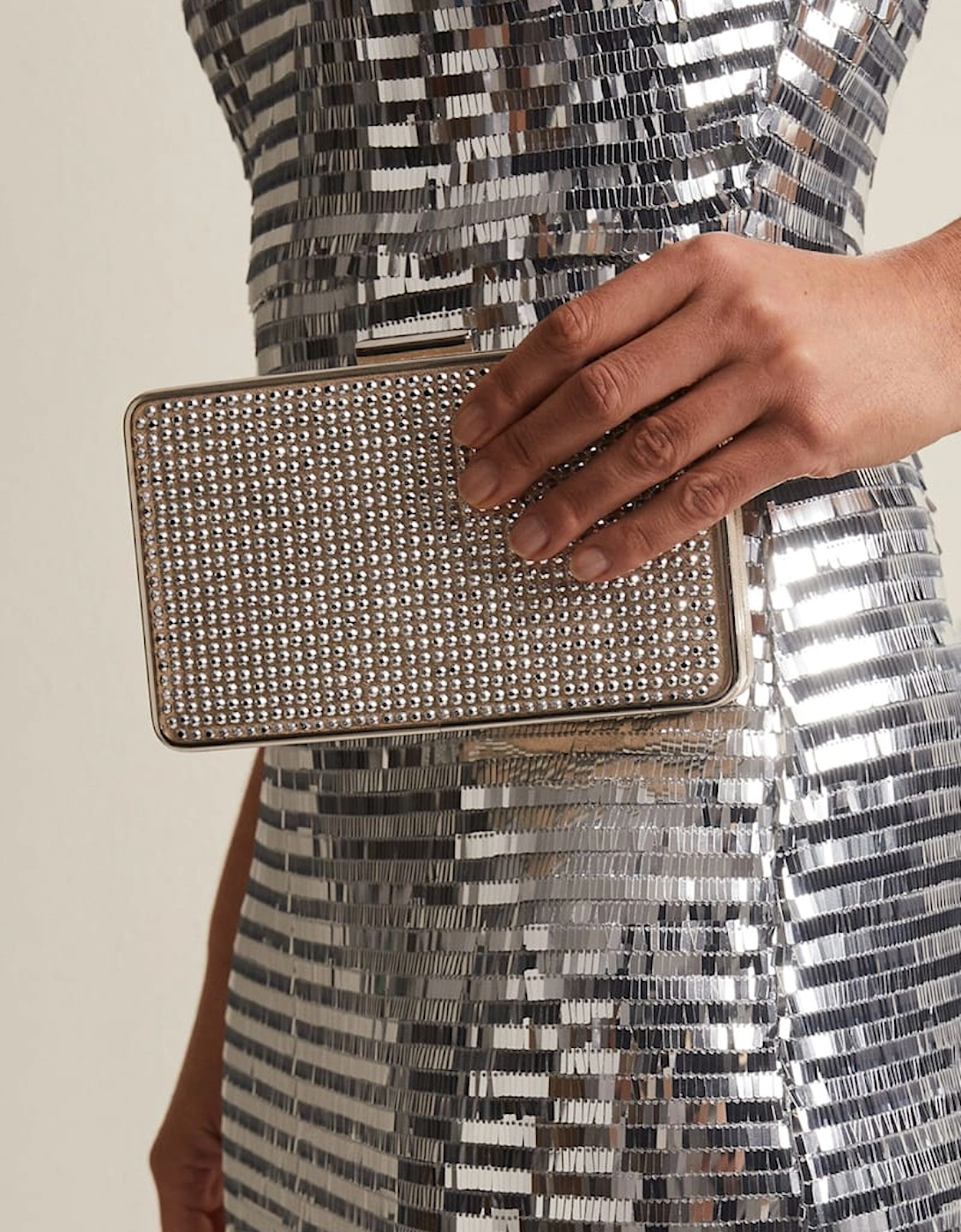 Silver Sparkly Clutch Bag