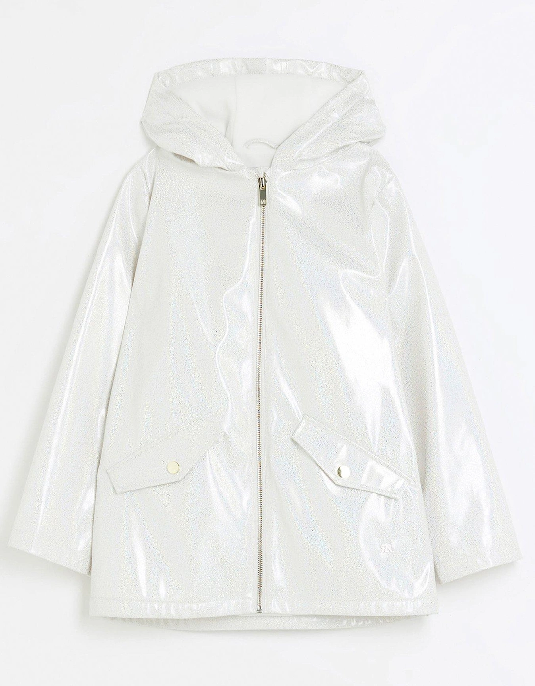 Girls Glitter Hooded Rain Coat - White, 5 of 4
