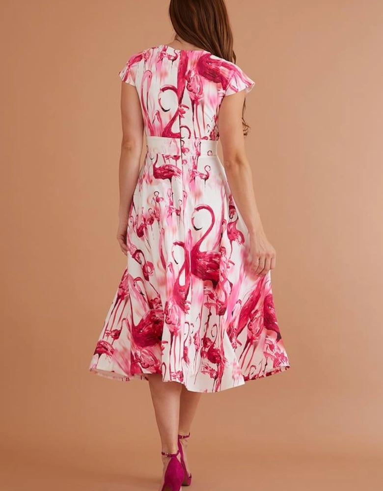 Nora midi dress in flamingo