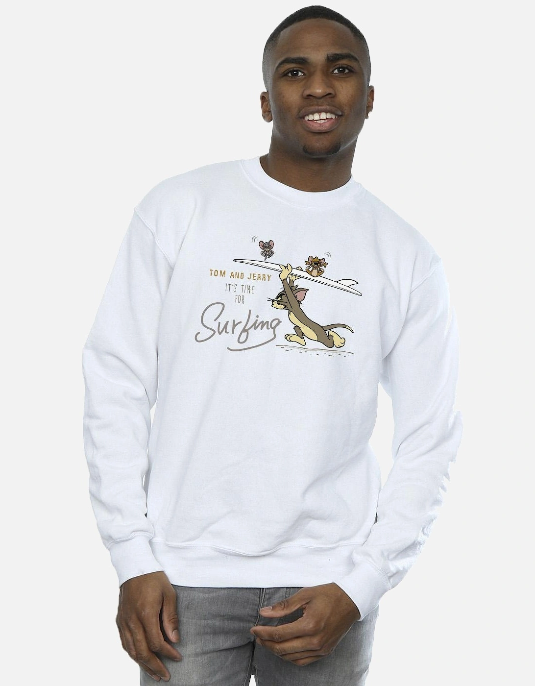 Tom And Jerry Mens It?'s Time For Surfing Sweatshirt
