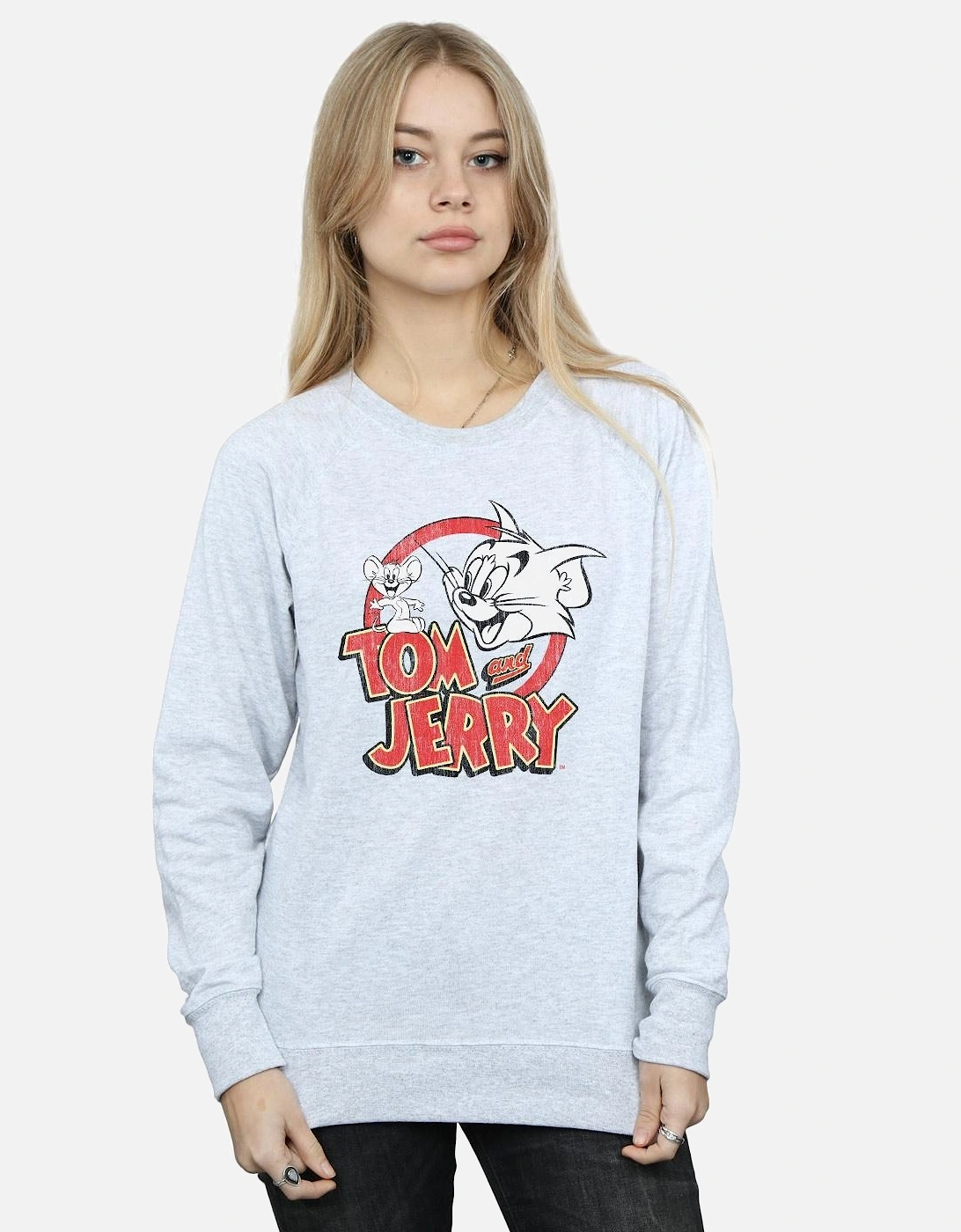 Tom And Jerry Womens/Ladies Distressed Logo Sweatshirt, 4 of 3